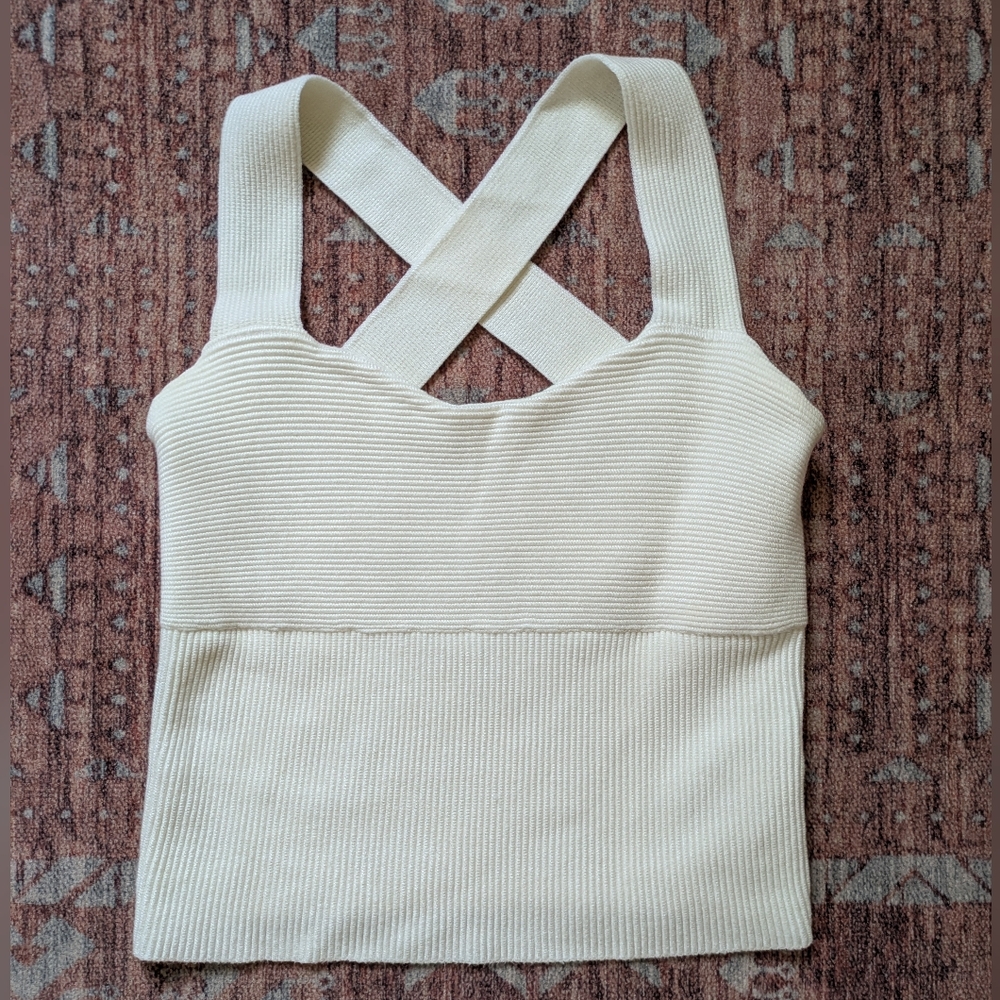 Abercrombie & Fitch Ottoman Ribbed Sweater Cross Back Tank In White 🤍 Medium